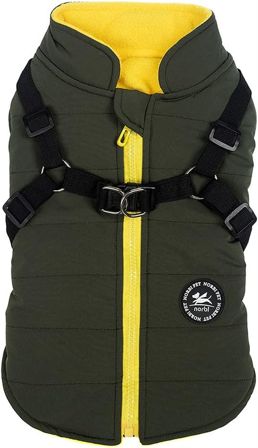 Norbi Dog Winter Jacket with Built-in Harness - Adjustable Warm Coats for Small to Large Dogs - Perfect for Cold Weather