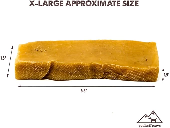 Yak Cheese Himalayan Dog Chews, High Protein, Natural Dog Treats Large Breed, Lactose Free Chew Sticks for Aggressive Chewers, Long Lasting Pet Treat for Dogs Under 80 lbs, 3 X-Large Chews