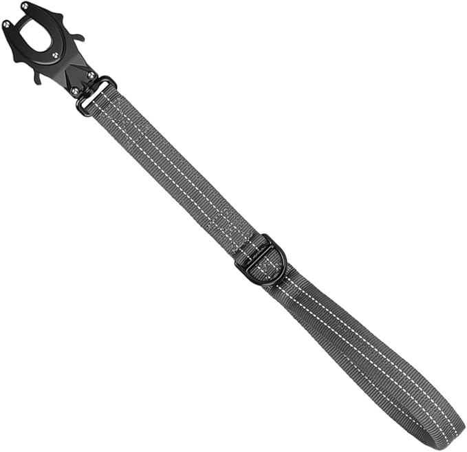 ICEFANG Short Dog Leash 18 Inch Reflective Nylon Traffic Leash with Padded Handle,Heavy Duty Auto Lock Swivel Clip for Medium Large Dogs No Pull Training Walking (Grey, 18 Inch)