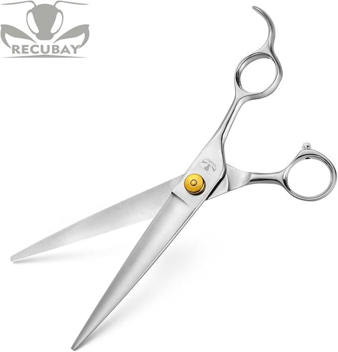 Gold Mantis Professional Dog Shears, 7.5" Straight Shear For All Breeds, Sharp and Smooth Scissoring Tools
