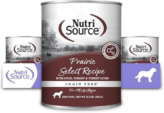 NutriSource Grain Free Prairie Select Recipe Dog Food, Premium Wet Dog Food, 12.3 Ounce (Pack of 12)