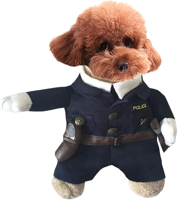 NACOCO Halloween Pet Policeman Costume - Dog and Cat Funny Clothes Outfit Apparel for Small Medium and Large Dogs(Navy Blue, S