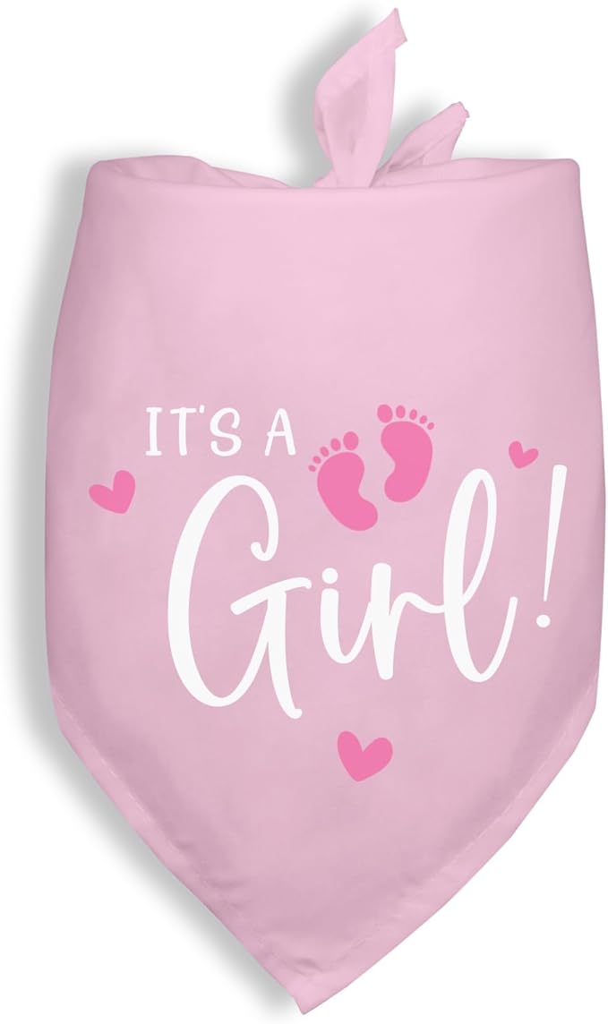 It's A Girl Gender Reveal Baby Announcement Pregnancy Announcement Dog Bandana Dogs Triangle Scarf Baby Announcement Photo Prop Pet Scarf Accessories for Pet Dog Lovers Gifts - Pink