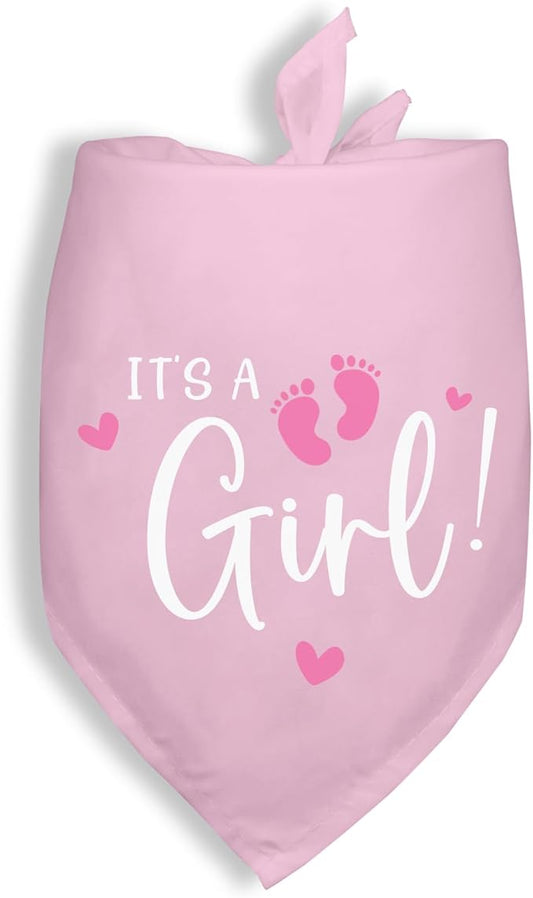 It's A Girl Gender Reveal Baby Announcement Pregnancy Announcement Dog Bandana Dogs Triangle Scarf Baby Announcement Photo Prop Pet Scarf Accessories for Pet Dog Lovers Gifts - Pink
