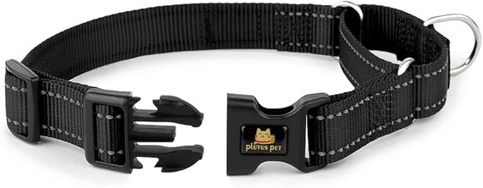 PLUTUS PET Reflective Martingale Collar with Quick Snap Buckle,No Pull Dog Choker Collar for Small Medium Large Dogs,XS,Black