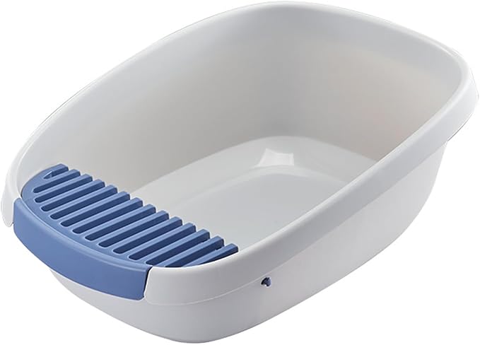 SpaceTime Extra Large Litter Box with High Sides,24" Lx17.3 Wx8.6 H XL Multi Cat Litter Pan for Kitty,Cat Boxes for Indoor Cats,Jumbo Litter Boxes for Big Cats,Anti-Splashing,Easy to Clean (Grey)