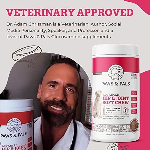 Paws & Pals Glucosamine Chondroitin MSM for dogs 240 Count, Hip and Joint Mobility Soft Chews Supplement, Pain & Inflammation Relief for all breeds - Maximum Strength, Treats Hip Dysplasia & Arthritis