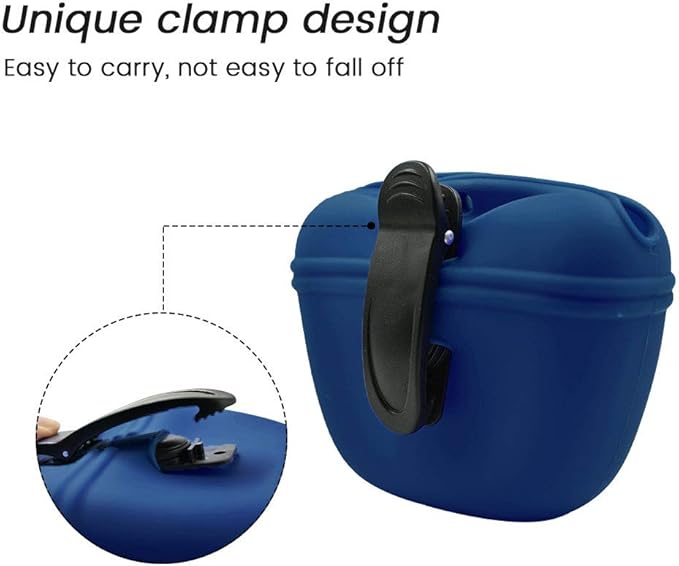 AUDWUD Silicone Dog Treat Pouch,Clip on Portable Training Container,Convenient Magnetic Buckle Closing and Waist Clip,No BPA