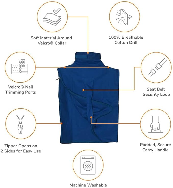 Cat-in-the-Bag Cozy Comfort Carrier - Large Cobalt Blue Cat Carrier Soft for Grooming, Vet Visits, Medication Administration, Dental Care, Nail Trimming, and Car Travel