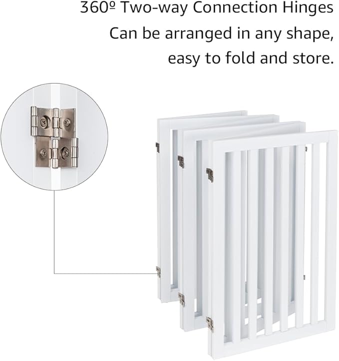 unipaws 120" Extra Wide Pet Gate, Free Standing Dog Gate for Doorways, Stairs, Foldable Gate & Room Divider, Wooden Puppy Playpen, Expandable Barrier for The House, Indoor Use (36" H, White)