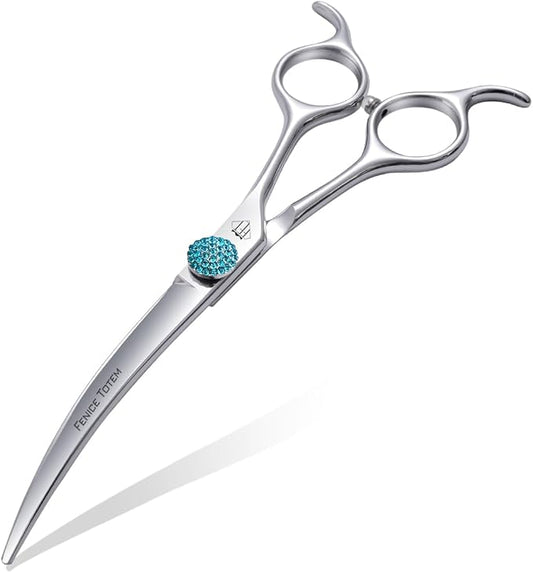 Fenice Professional Grooming Curved Shear: 45 Degree Super Curves Scissors for Dogs 6.5" Big Arc Curved Shears Made Of Japanese 440C Stainless Steel