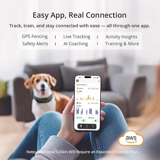 SATELLAI GPS Dog Collar, Red [Free 1-Year Membership] The Most Advanced Dog Wireless Fences with AI Analysis, Precise Position, 5-Day Battery, and IP68 Waterproof, Flexible Virtual Fencing for Dogs