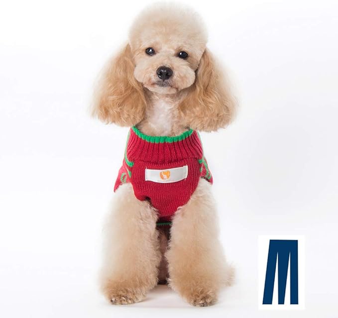 Mikayoo Dog Christmas Sweater - Cat Holiday Sweaters, Bowknot Design Cold Weather Coat, Holiday Festive Sweater for Small Dogs or Cats (Snowman M)
