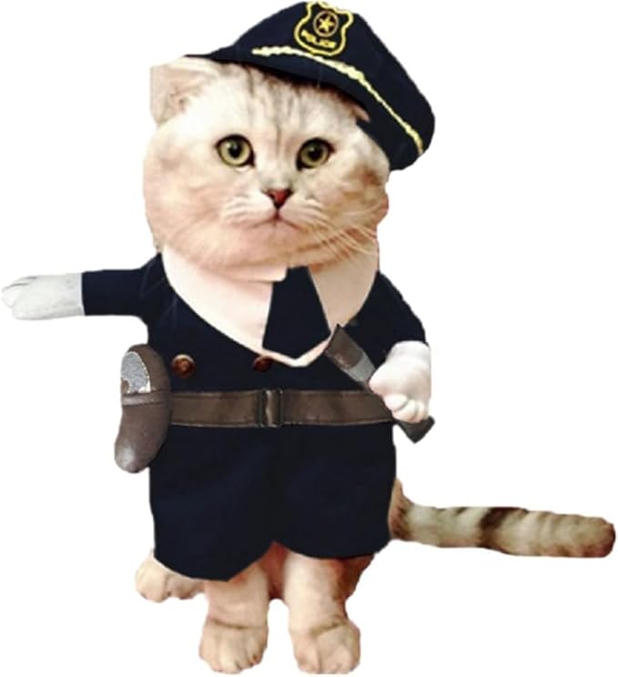 NACOCO Halloween Pet Policeman Costume - Dog and Cat Funny Clothes Outfit Apparel for Small Medium and Large Dogs(Navy Blue, XL
