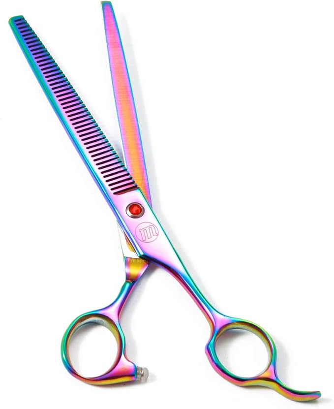 Professional Dog Scissors Set - 7/8 Inch Pet Grooming Shears, Chunkers, Curved and Thinning Scissors With Comb
