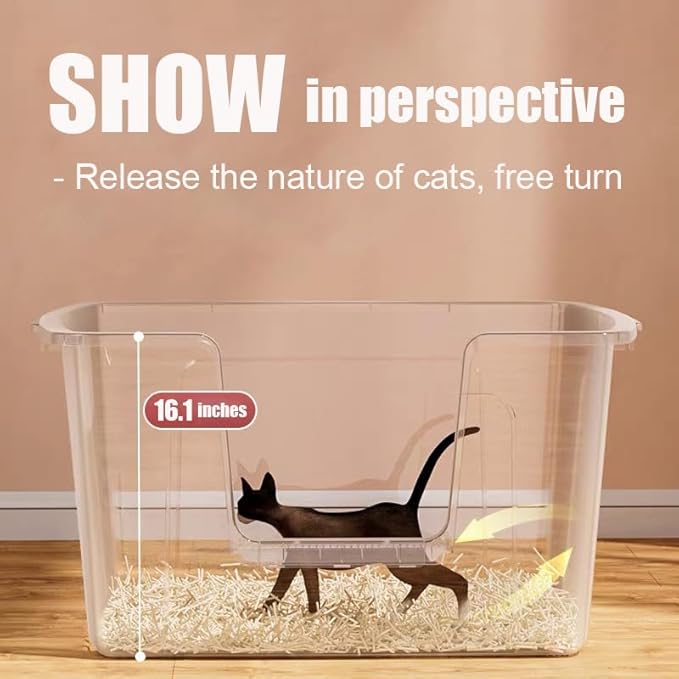 Vealind Extra Large Cat Litter Box 31''×21''×16'', Jumbo Litter Box for Big Cats or Multiple Cats, High Sided Litter Pan, Leak-Proof & Anti-Splashing, Easy Clean & Durable (Grey)