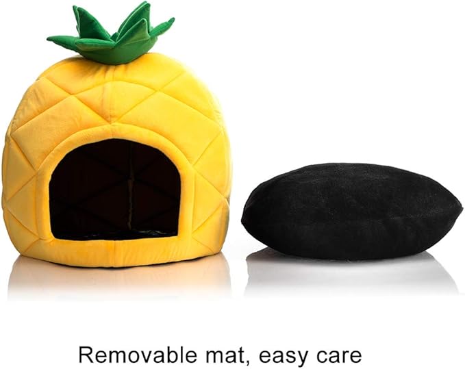 Hollypet Cozy Pet , Warm Cave Nest Sleeping Bed Pineapple Shape Puppy House for Cats and Small Dogs, Yellow