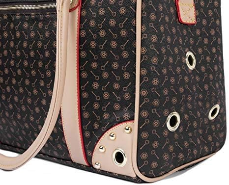Pet Carrier Tote Around Town Pet Carrier Portable Dog Handbag Dog Purse for Outdoor Travel Walking Hiking, Brown, 15.75''*11.42''*6.7''