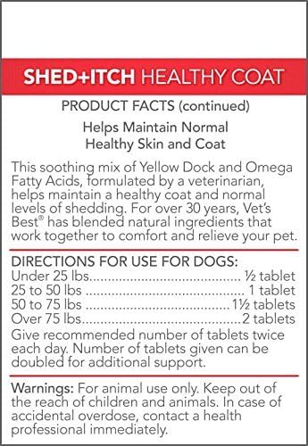 Vet's Best Healthy Coat Shed & Itch Relief Dog Supplements | Relieve Dogs Skin Irritation and Shedding Due to Seasonal Allergies or Dermatitis | 50 Chewable Tablets