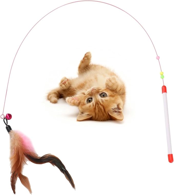 LUCKITTY Cat Tunnel Toy with Plush Ball & Cat Wand Feather Toys-Portable Tattaff Waterproof Washable-Interesting Pattern Collapsible Black Rainbow