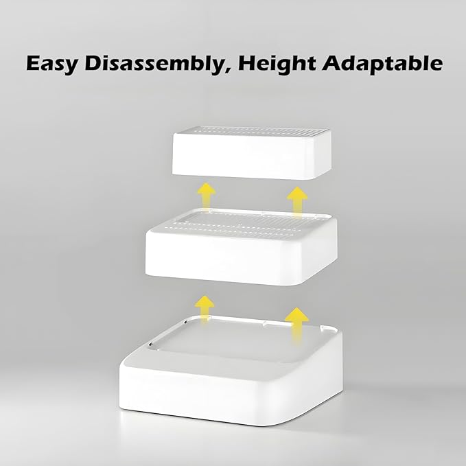 SpaceTime Elevated Litter Box Ramp/Step/Catcher Cat Litter Mat with Filter Function,Detachable Kitty Trapping Pad for Floor,Non-Slip Cat Box Mat for Indoor Kittens & Senior Cats,Easy to Clean (White)