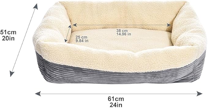 Amazon Basics 24-Inch Machine Washable Self Warming Pet Bed For Cat or Dog, Rectangle, Grey, 24"L x 20"W x 7"H