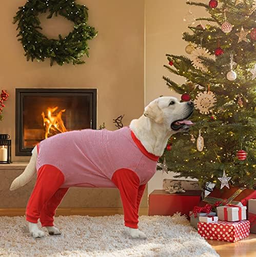 Yeapeeto Dog Onesie Surgery Recovery Suit for Large Medium Bodysuit Dogs Pajamas PJS Full Body for Shedding, Prevent Licking, Wound Protection, Cone Alternative (3XL, Red)