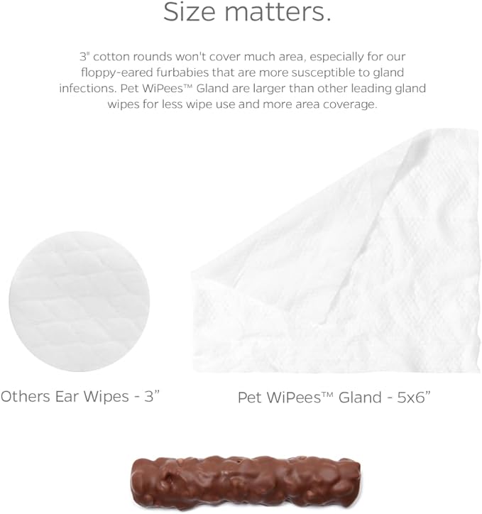 Gland Pet WiPees™ – 100 Wipes for Dogs & Cats Glands, All Natural Dog Anal Gland Cleaning, Cat Butt Wipes, Odor-Fighting Daily Gland Care (Natural, 100ct)