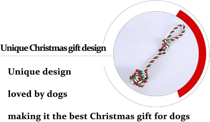 Dog Chew Toys,Dog Toys for Small Dogs and Medium Dogs for Boredom and Stimulating Teeth Cleaning Gum Massage Tug Christmas Dog Ball Rope Toy Set of 2