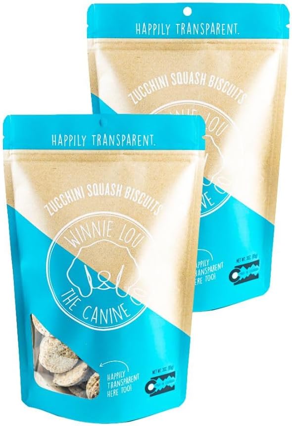 Winnie Lou Organic Healthy Dog Treats – All Natural Crunchy Dog Biscuits Made in USA with Organic Ingredients from Colorado Farms – for Small, Medium, Large Dogs - Zucchini Squash (Pack of 2)