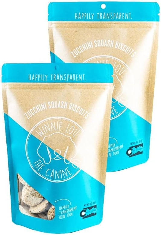 Winnie Lou Organic Healthy Dog Treats – All Natural Crunchy Dog Biscuits Made in USA with Organic Ingredients from Colorado Farms – for Small, Medium, Large Dogs - Zucchini Squash (Pack of 2)