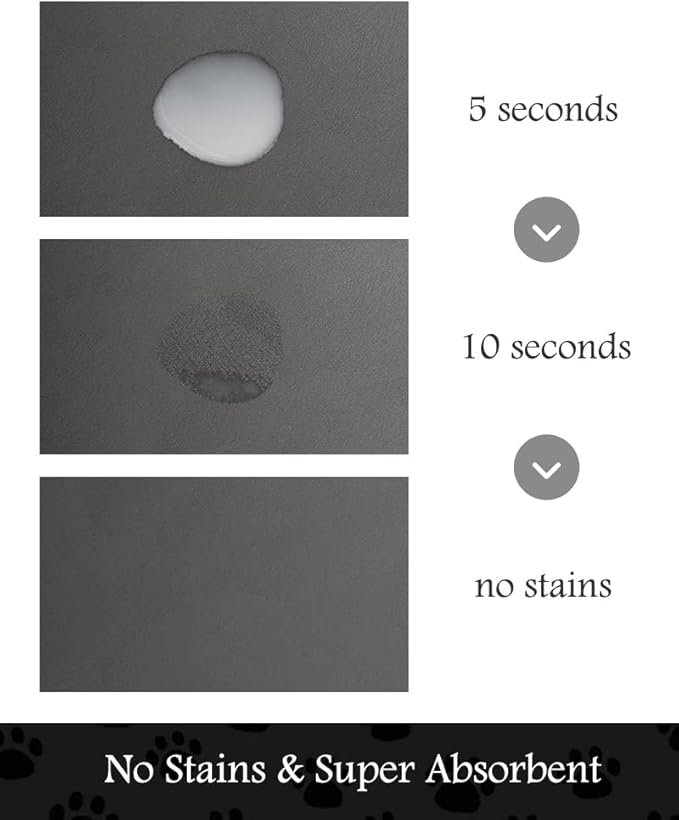 Pet Feeding Mat-Absorbent Dog Mat for Food and Water Bowl-No Stains Quick Dry Water Dispenser Mat-Dog Accessories Pet Supplies-Bowl for Messy Drinkers（Darkgrey,17"x34"