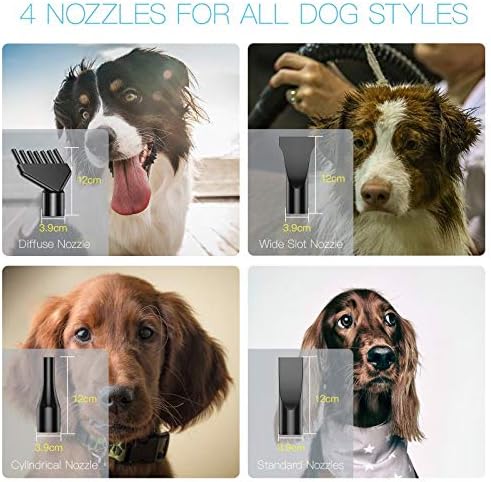 Burano Dog Dryer, High Velocity Pet Hair Dryer, 4.3HP Stepless Adjustable Speed Dog Hair Force Dryer, Powerful Pet Blower with Heater