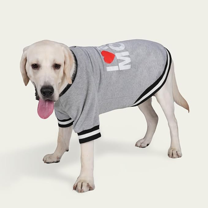 GreenJoy Cute Dog Sweater - Stretchy Dog Pullover Sweatshirt,Soft and Warm Winter Clothes for Boy & Girl Dogs,Suitable for Puppies & Adult Dogs (Light Grey (I Love My Mom), Small)
