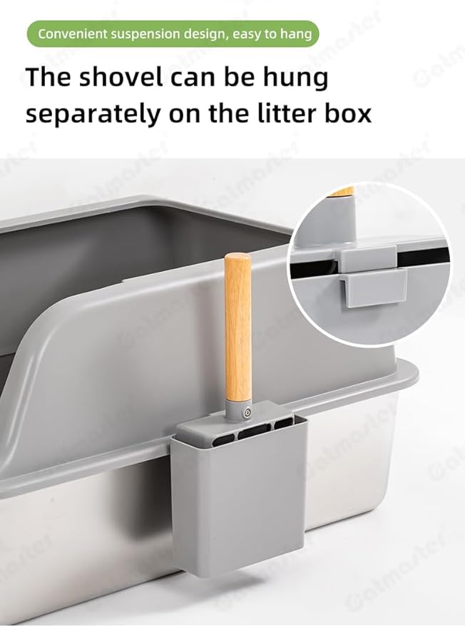 Stainless Steel Litter Box with Lid, 24"x16"x12" Extra Large Metal Litter Box with Ladder, Anti-Urine Leakage Cat Litterbox with High Sides, No Absorbs Odors, Non-Stick