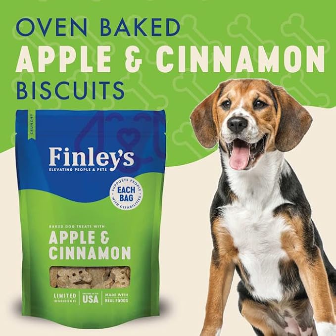 Finley's Apple Cinnamon Dog Biscuits Treats for Dogs Made in USA | Natural Apple Cinnamon Dog Treat | Wheat Free Dog Treats | Healthy Dog Treat Bags (12 oz)