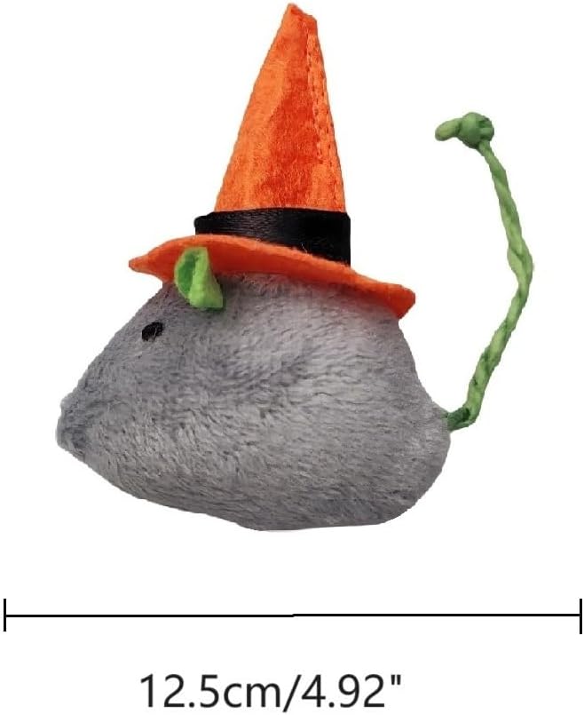 6 Packs Cat Toys Interactive Toy Witch Magic Hat Costume Plush Mouse Shaped Catnip Toys