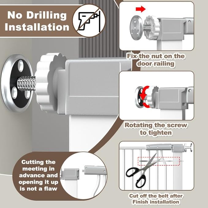 North States Extra Tall and Wide White Metal Baby & Pet Gate - 76.8-79.5'' Wide, 41'' Tall, Pressure Mounted with Expansion Kit