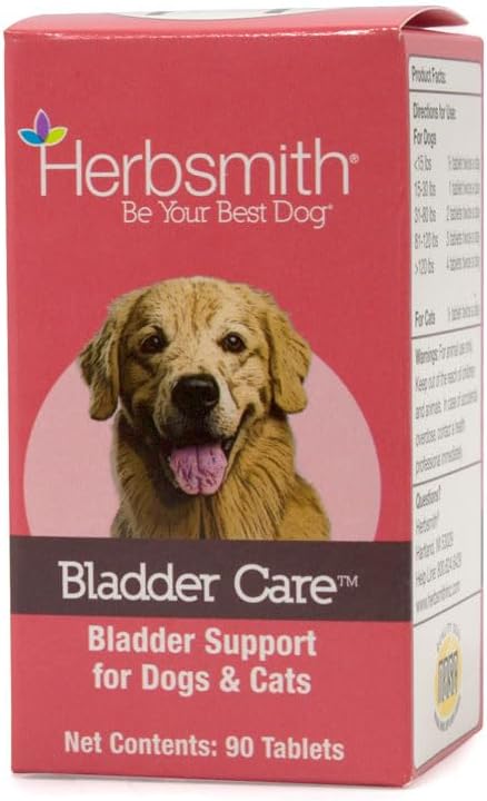 Herbsmith Bladder Care for Cats and Dogs – Maintains Urinary Health for Dogs and Cats – Dog and Cat Kidney Support – 90 Tablets