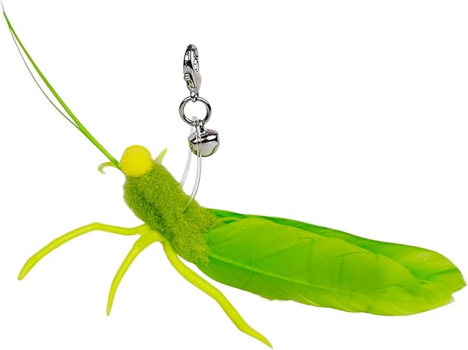 TTcat Feather Toys, 3 Pcs Simulation Insects Grasshopper Refills, Cat Toys Replacement Feathers for Cat Kitten Wand.