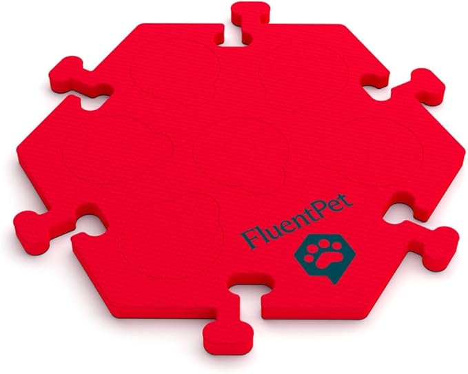 FluentPet HexTile - Red | Accessory Dog and Cat Button Learning Kits | Can Hold Up to 6 Buttons | Soft, Durable, and Non-Slip | Gift for Pet Lovers | Comes in 12 Colors
