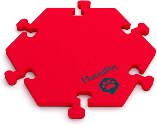 FluentPet HexTile - Red | Accessory Dog and Cat Button Learning Kits | Can Hold Up to 6 Buttons | Soft, Durable, and Non-Slip | Gift for Pet Lovers | Comes in 12 Colors