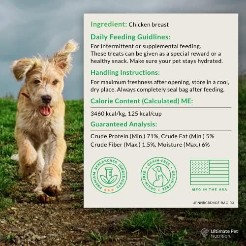 ULTIMATE PET NUTRITION Nutra Bites Freeze Dried Raw Single Ingredient Training Treats Food Topper for Dogs, 4 Ounces, Chicken Breast