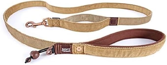 EzyDog Soft Trainer Dog Leash with Traffic Control Handle - Reflective Stitching for Nighttime Safety and Superior Strength and Comfortability for Training Large to Medium Dogs (72”, Corduroy)
