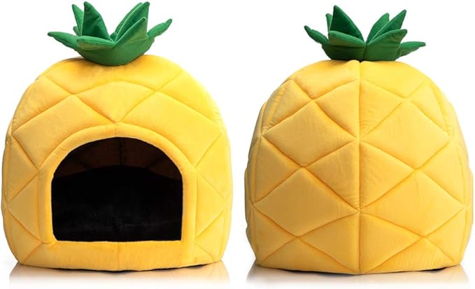 Hollypet Cozy Pet , Warm Cave Nest Sleeping Bed Pineapple Shape Puppy House for Cats and Small Dogs, Yellow