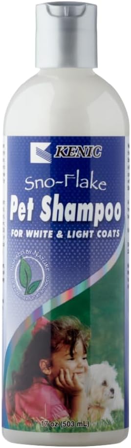 Kenic SNO-Flake Gentle Botanical Whitening and Brightening Dog Shampoo for Light & White Fur/Coats, Made in USA, Paraben & Soap Free