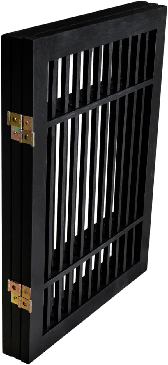 Pet Dog Gate Strong and Durable Freestanding Folding Acacia Hardwood Portable Wooden Fence Indoors or Outdoors by Urnporium (Black Pet Gate, 3 Panel 24" Tall)