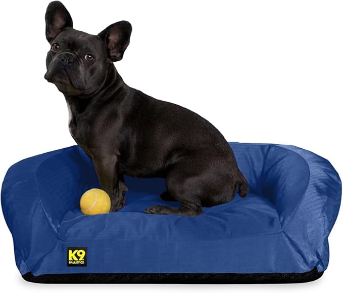 K9 Ballistics Tough Orthopedic Small Bolster Dog Bed - Washable, Durable and Water Resistant Dog Bed - Made for Toy and X-Small Dogs, 24" x 18", Taupe Premium Finish