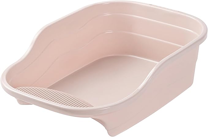 Small Cat Litter Box with High Sides,Cat Boxes for Indoor Cats,Cat Litter Pan for Kitty,Litter Box with Low Entry,Non-Slip Pedal,Easy to Clean,Anti-Splashing (Pink)
