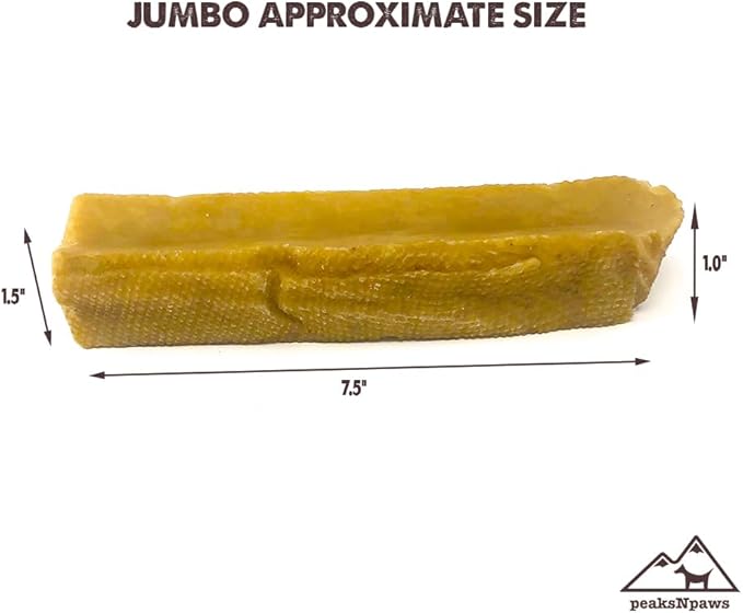 peakNpaws Himalayan Yak Cheese Dog Treats - Natural Chews for Aggressive Chewers - Grain-Free, Easily Digestible, Promoting Oral Health (3 Chews/24 oz Jumbo Size)